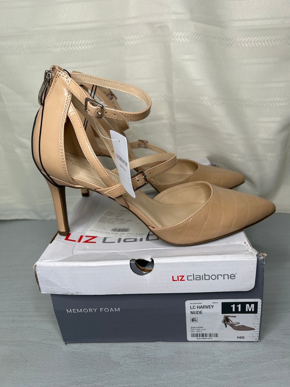 Liz Claiborne LC Harvey Nude Croc Embossed Stiletto Pump Pointed Toe Size 11 M